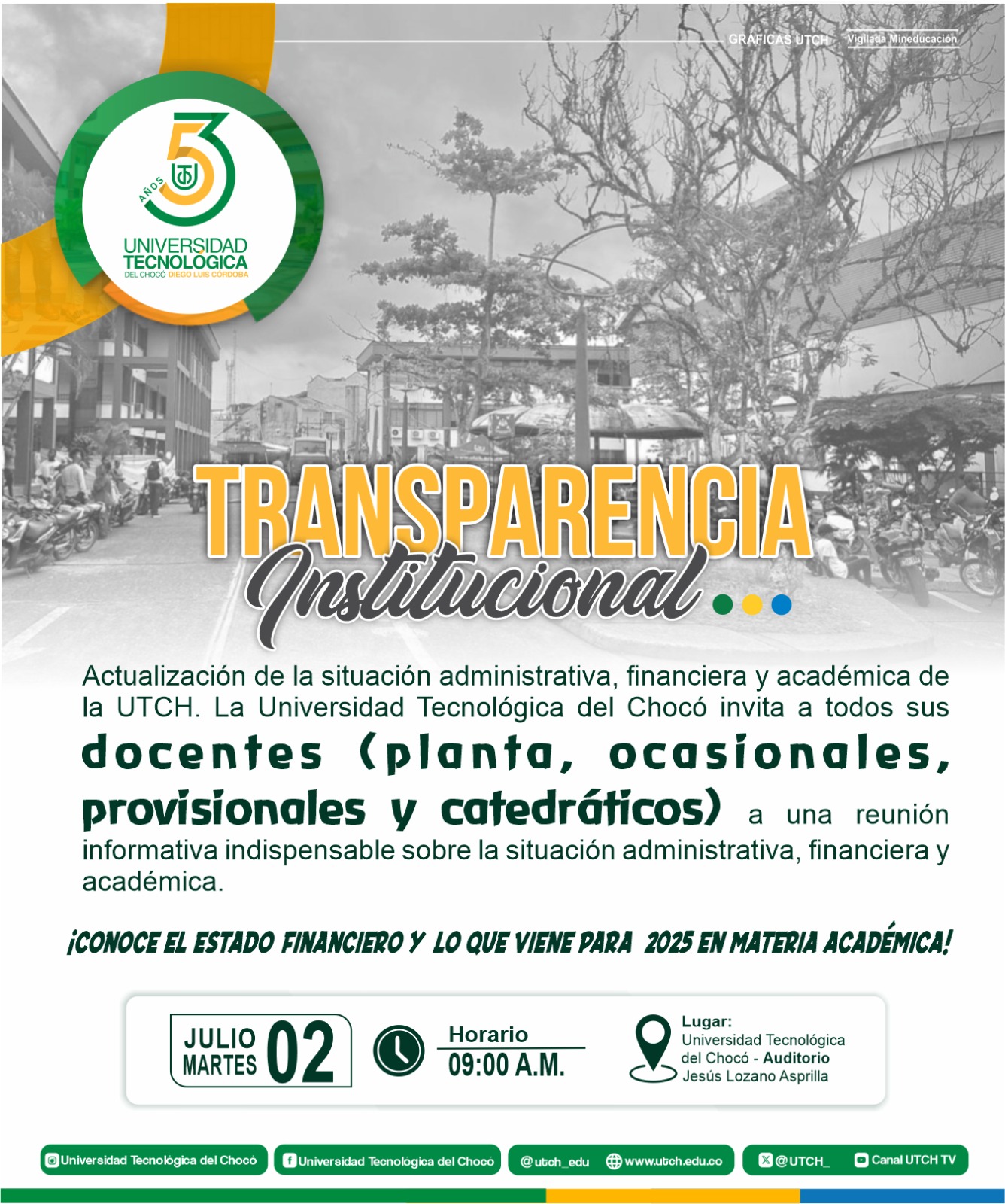 La UTCH invita a docentes de planta, ocasionales, provisionales y catedráticos a reunión informativa